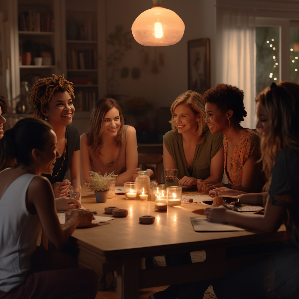 Group of women chatting at a table