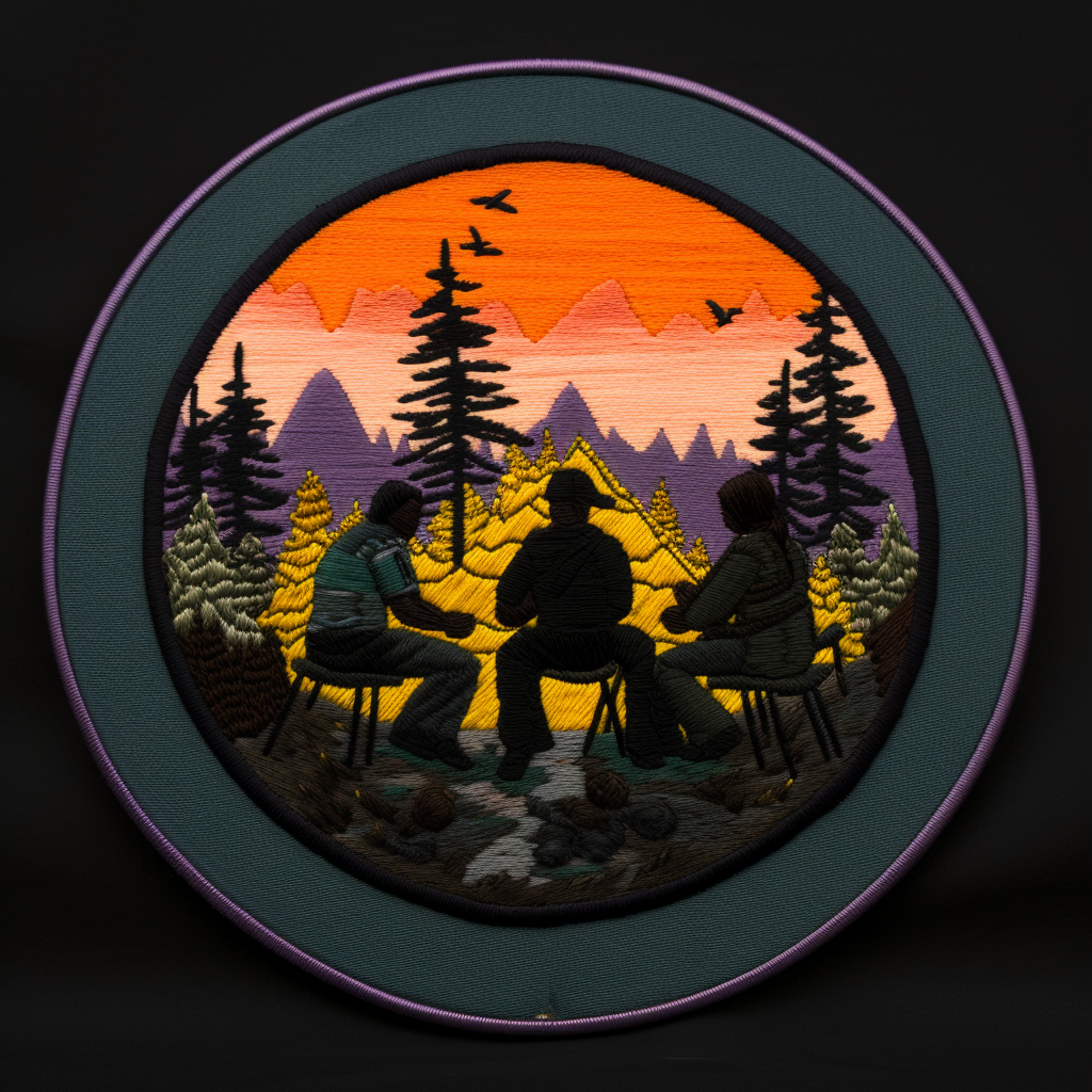 Diverse campfire silhouettes showcasing unity