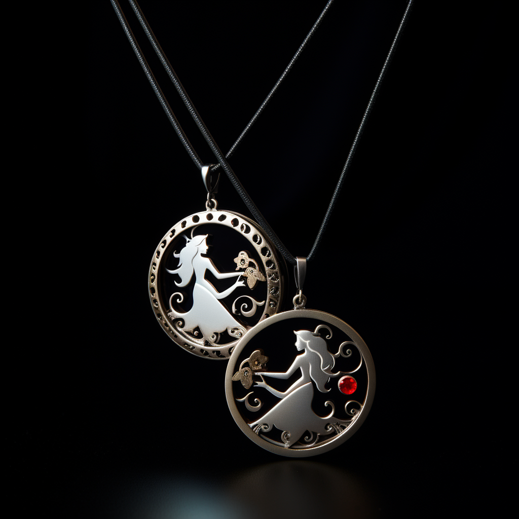 Divided Couples Necklace on Black Background