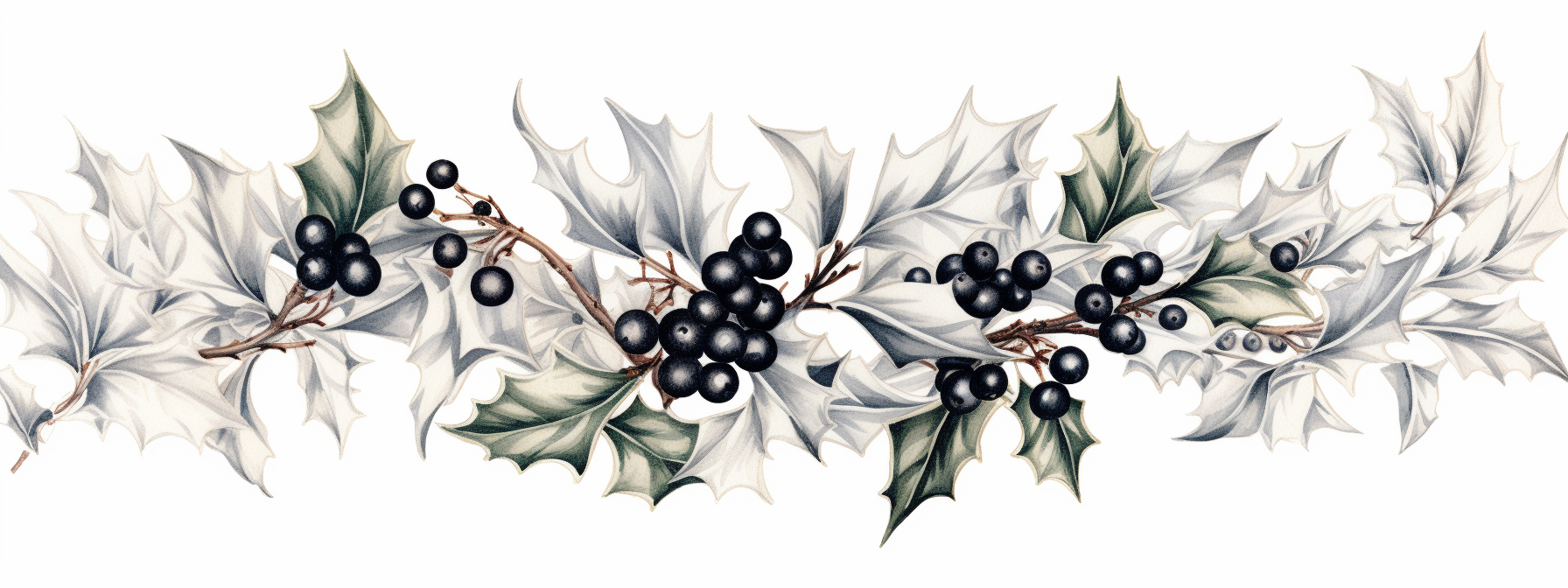 Black and white Christmas holly divider