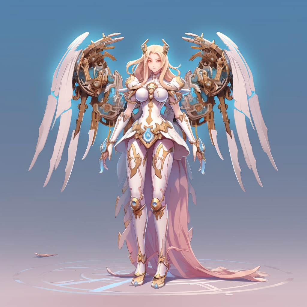 Divine Girl Mechangel with Mecha Wings