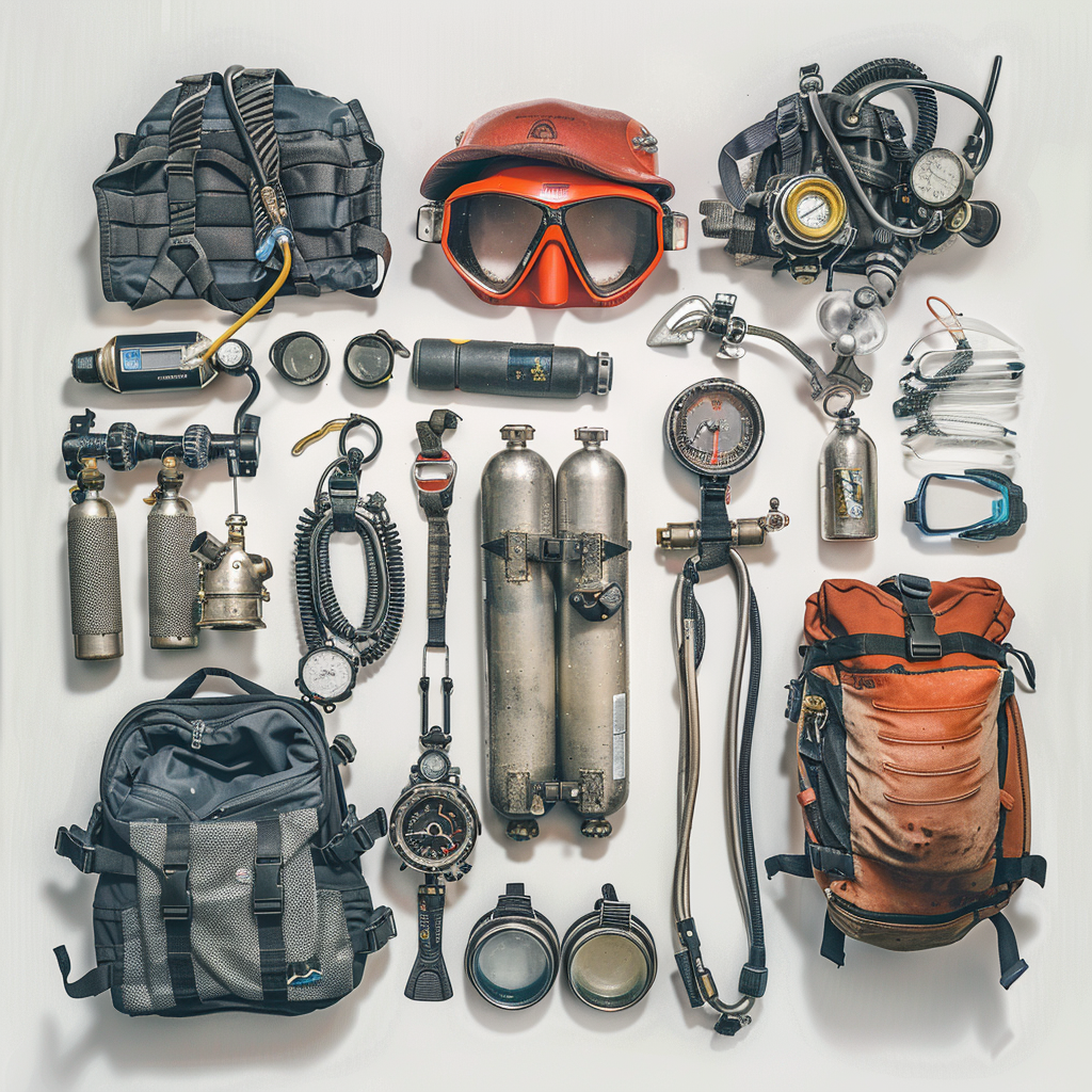 Diving Equipment on White Background