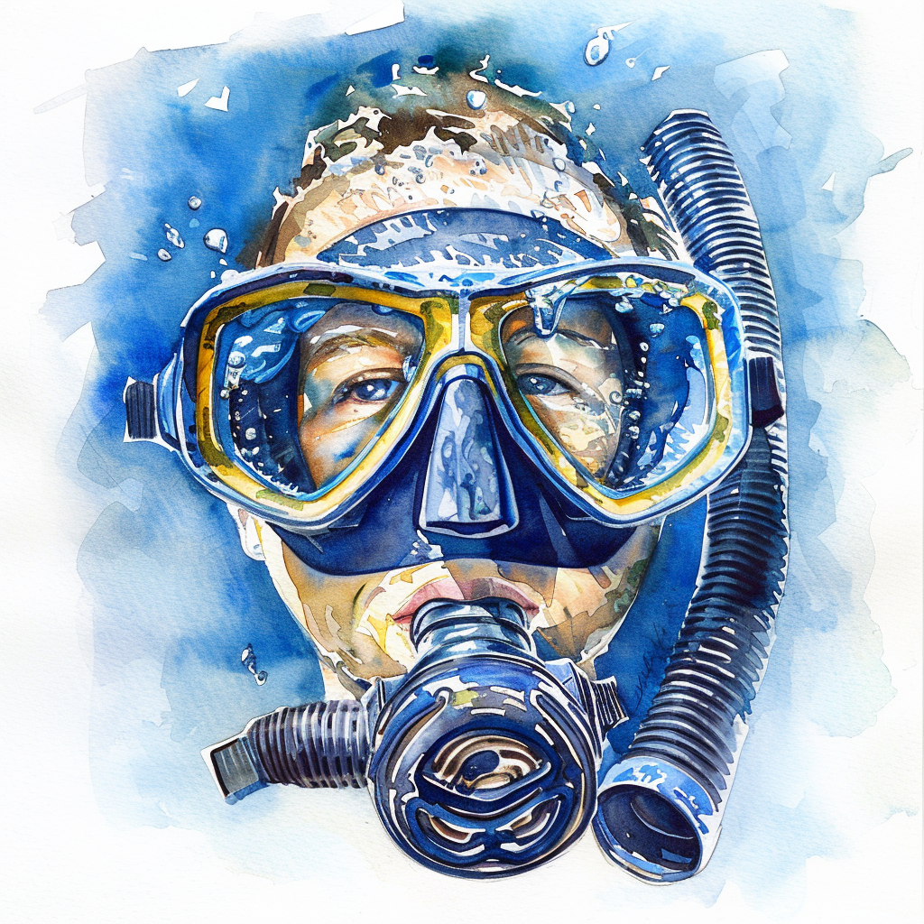 Watercolor diving mask snorkel image