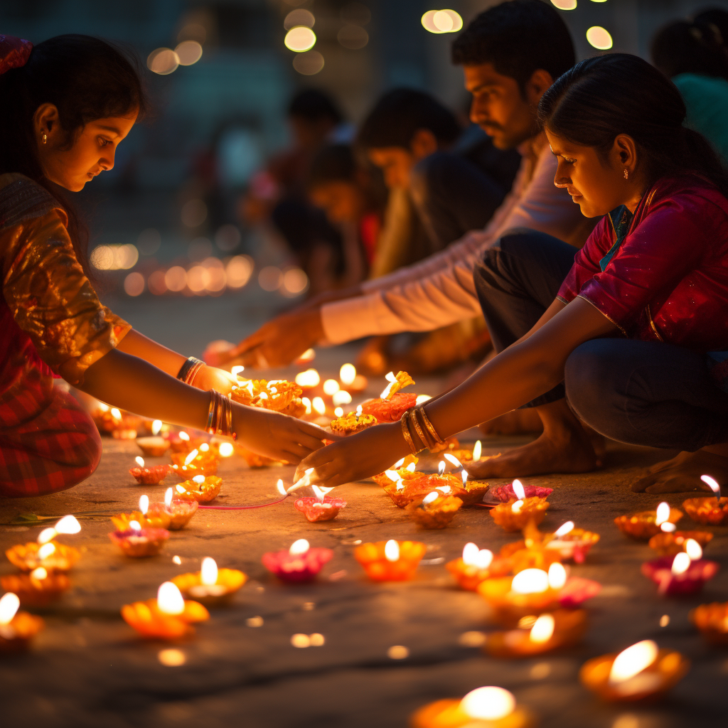 Diwali festival celebration with lights