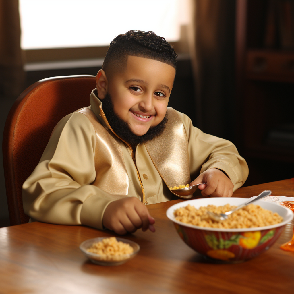 DJ Khaled as a young boy eating cereal