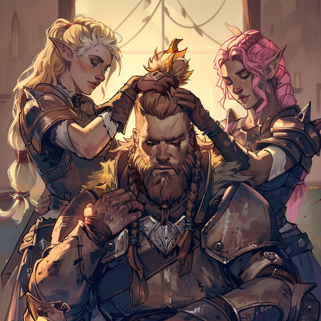 Bugbear hair braiding knights fantasy