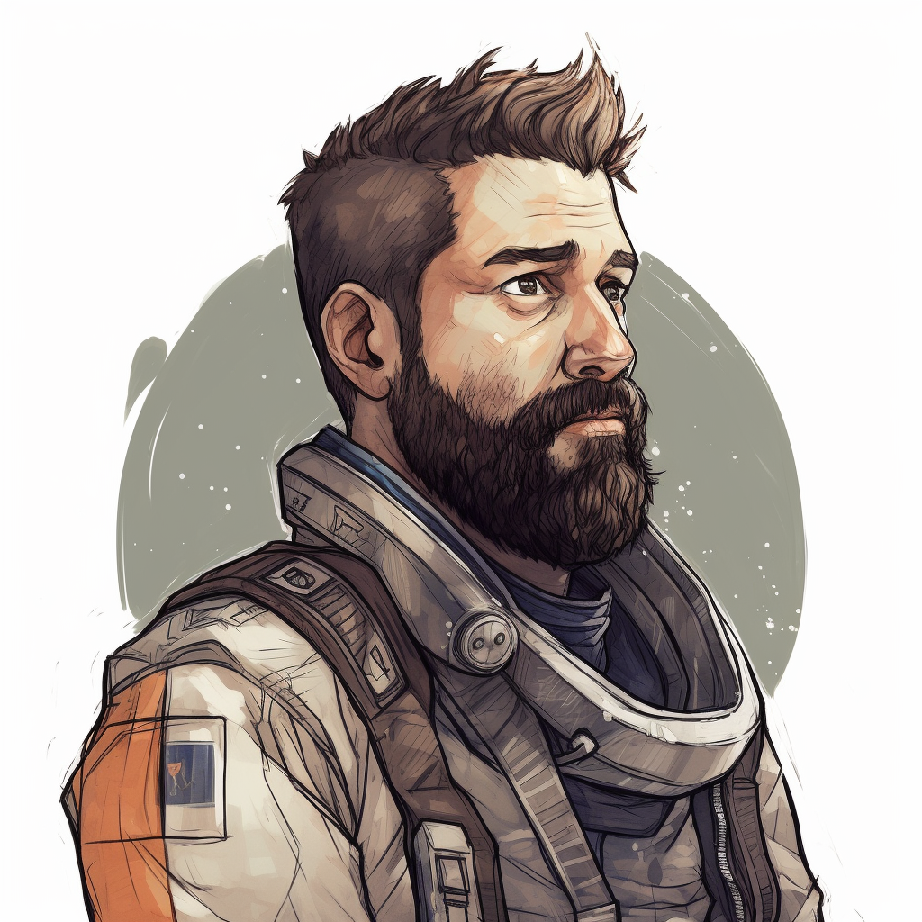 DND Character Cyber Punk Astronaut Portrait Bearded