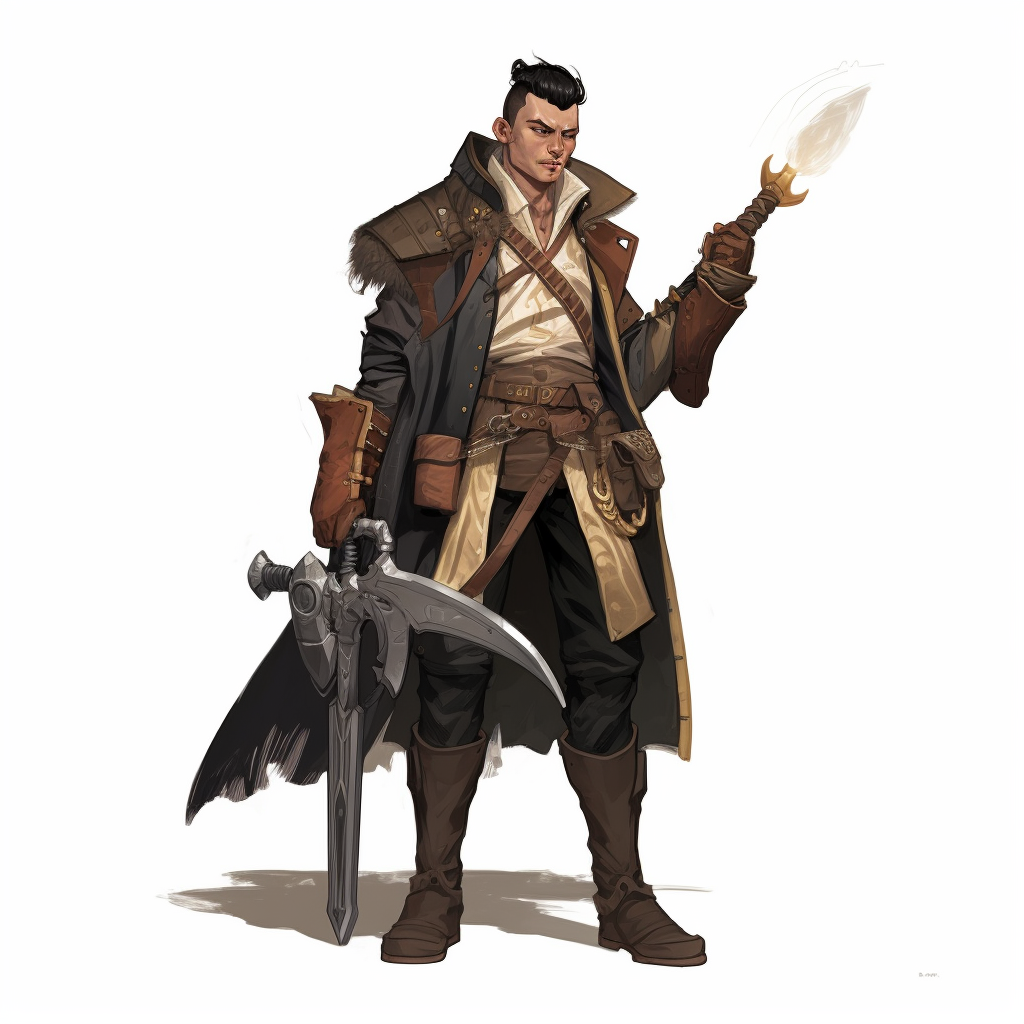 Half Demon DND Character in Brown Leather Jacket