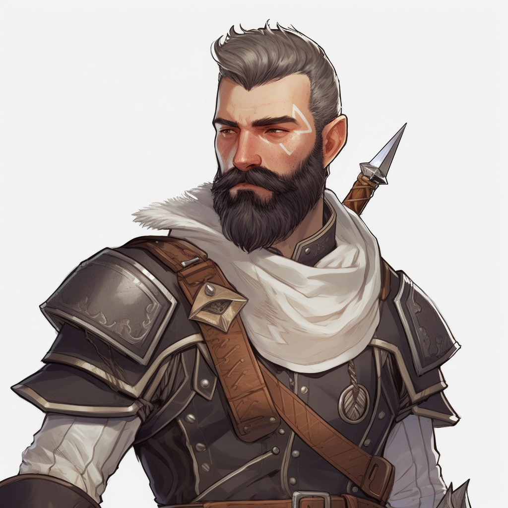 DND Character in Leather Armor with White Trim