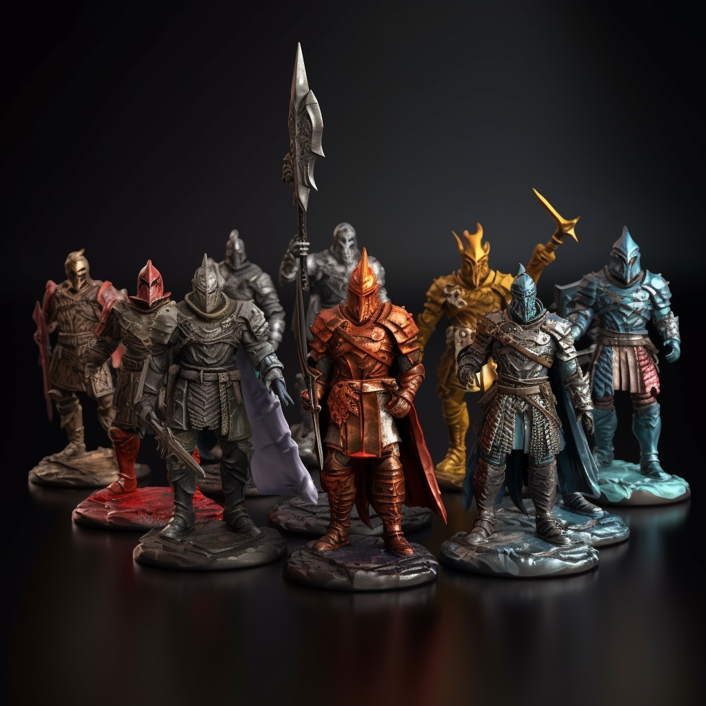 Colored miniatures of DnD heroes in bone armour