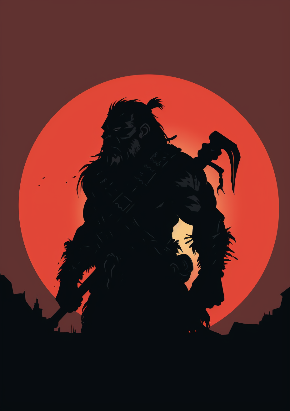 DND Orc Barbarian Silhouette Cartoon