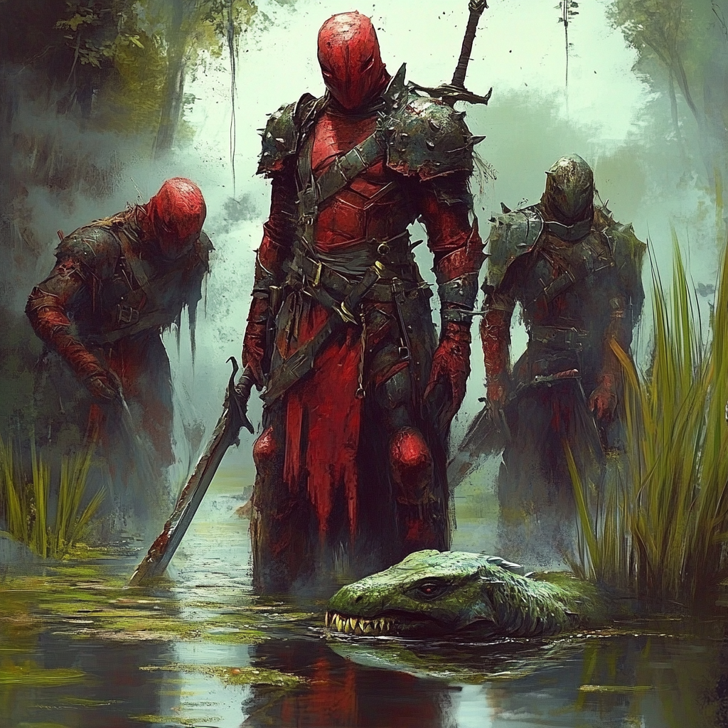 Red Skinned Humanoid in Swamp