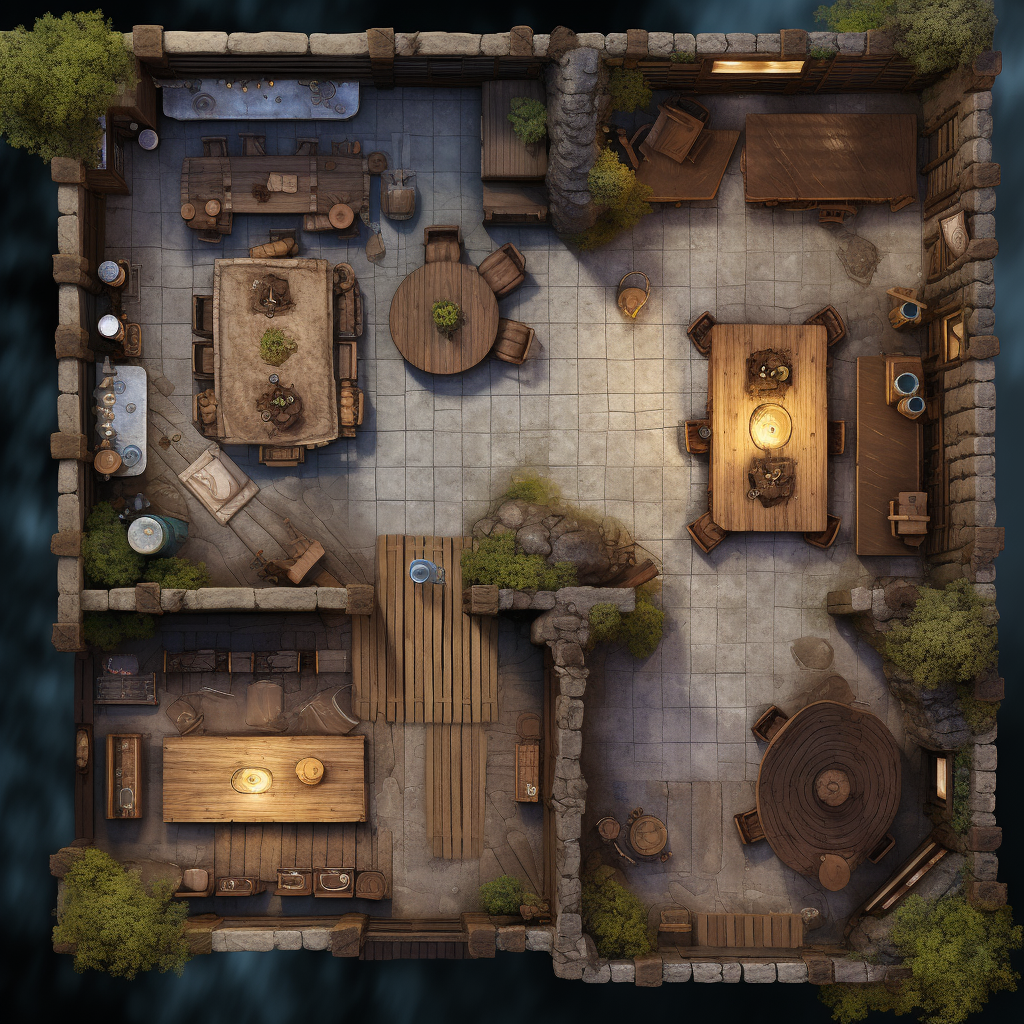 DND Battle Map with Mountain Pub