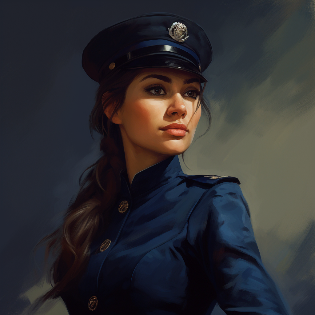 Female police officer in fantasy portrait