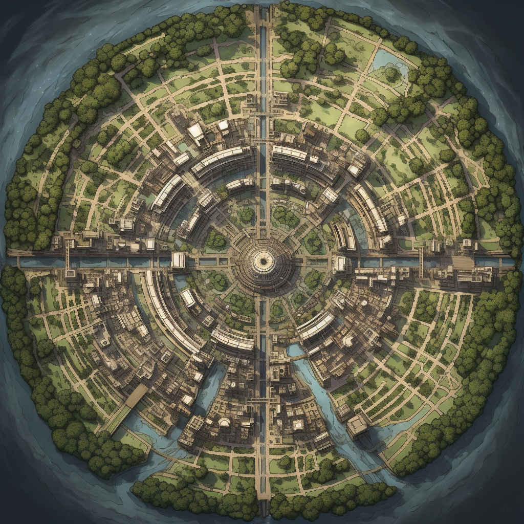 Large circular city map for DnD adventure