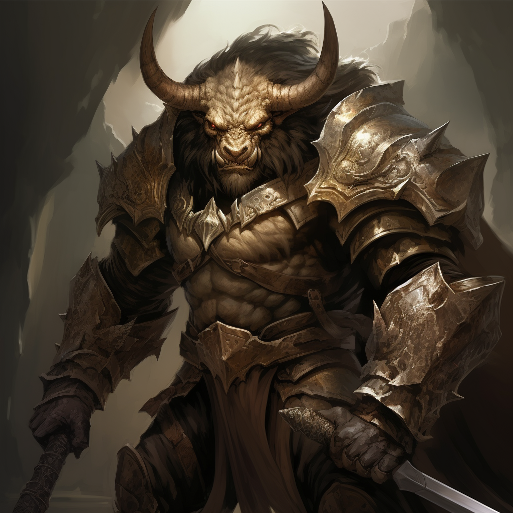 Fantasy Paladin Minotaur with Great Weapon