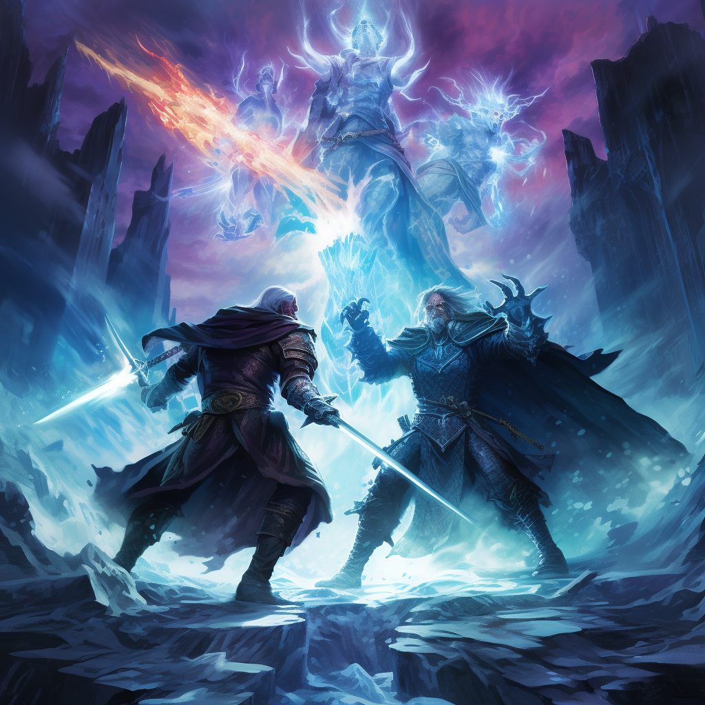 Three Adventurers Battling the Lich King