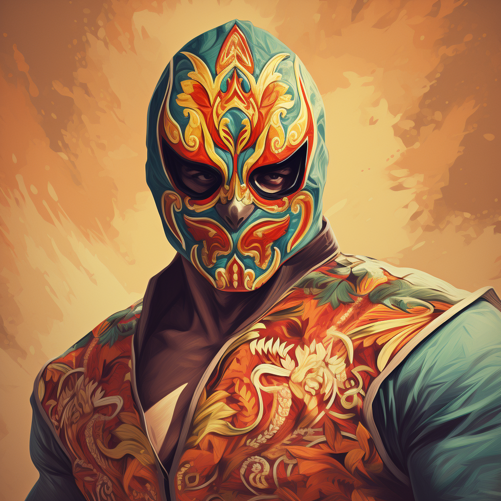 Mexican masked wrestler in D&D illustration