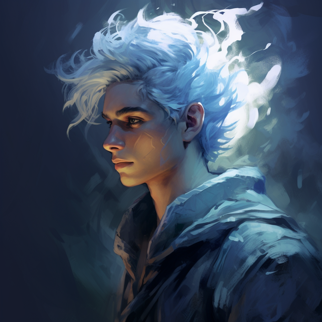 Male Air Genasi Sorcerer with electrically charged aura