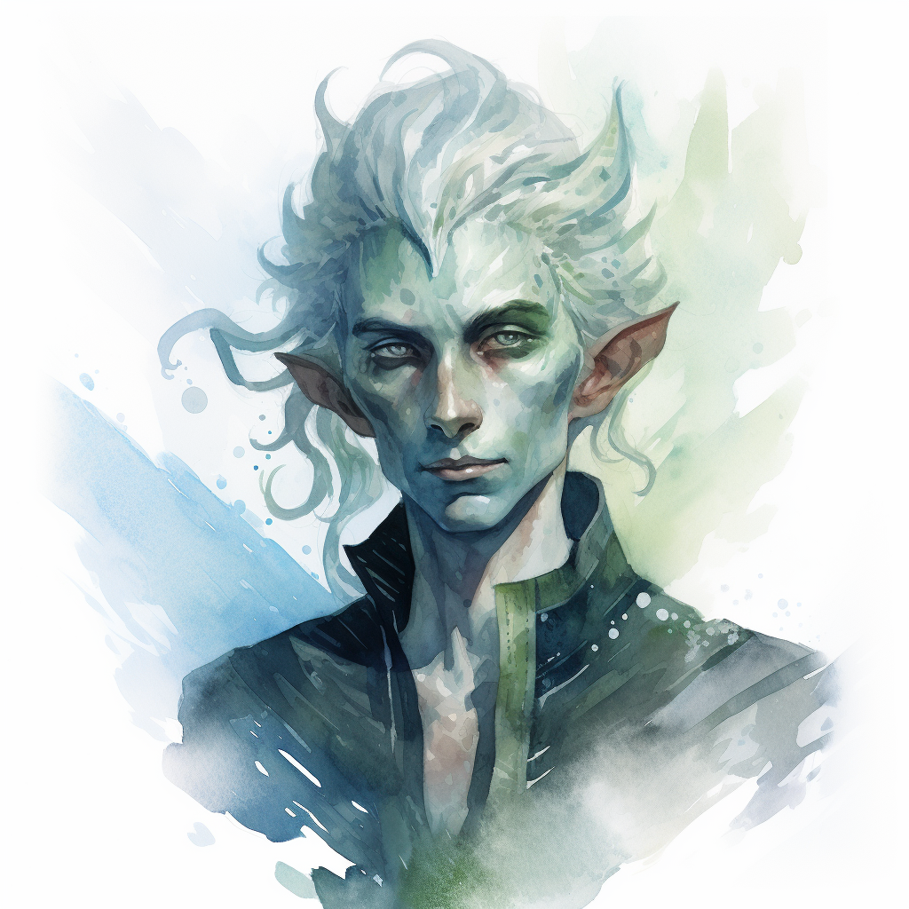 DnD Watercolour Sea Elf Male