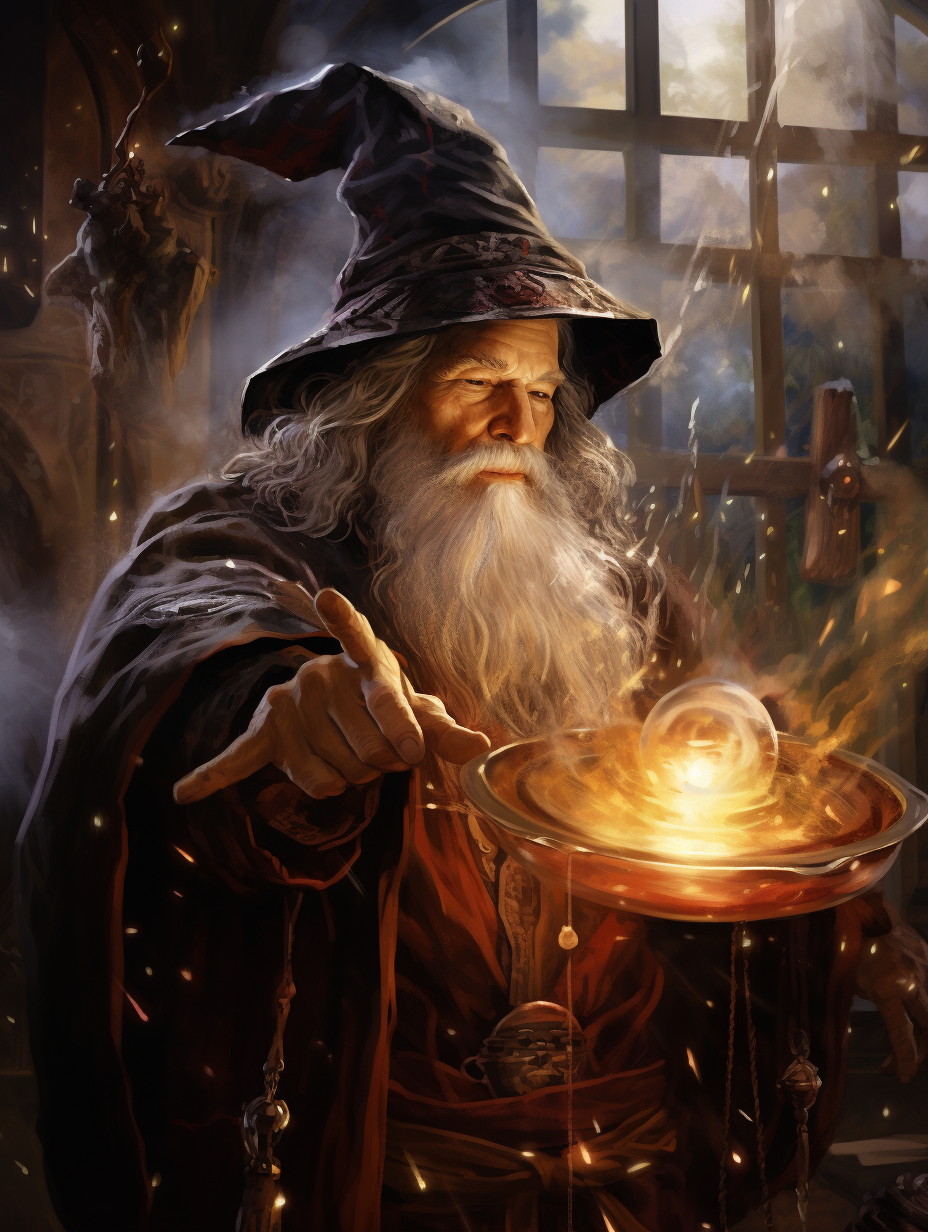 Realistic D&D Wizard Casting a Spell