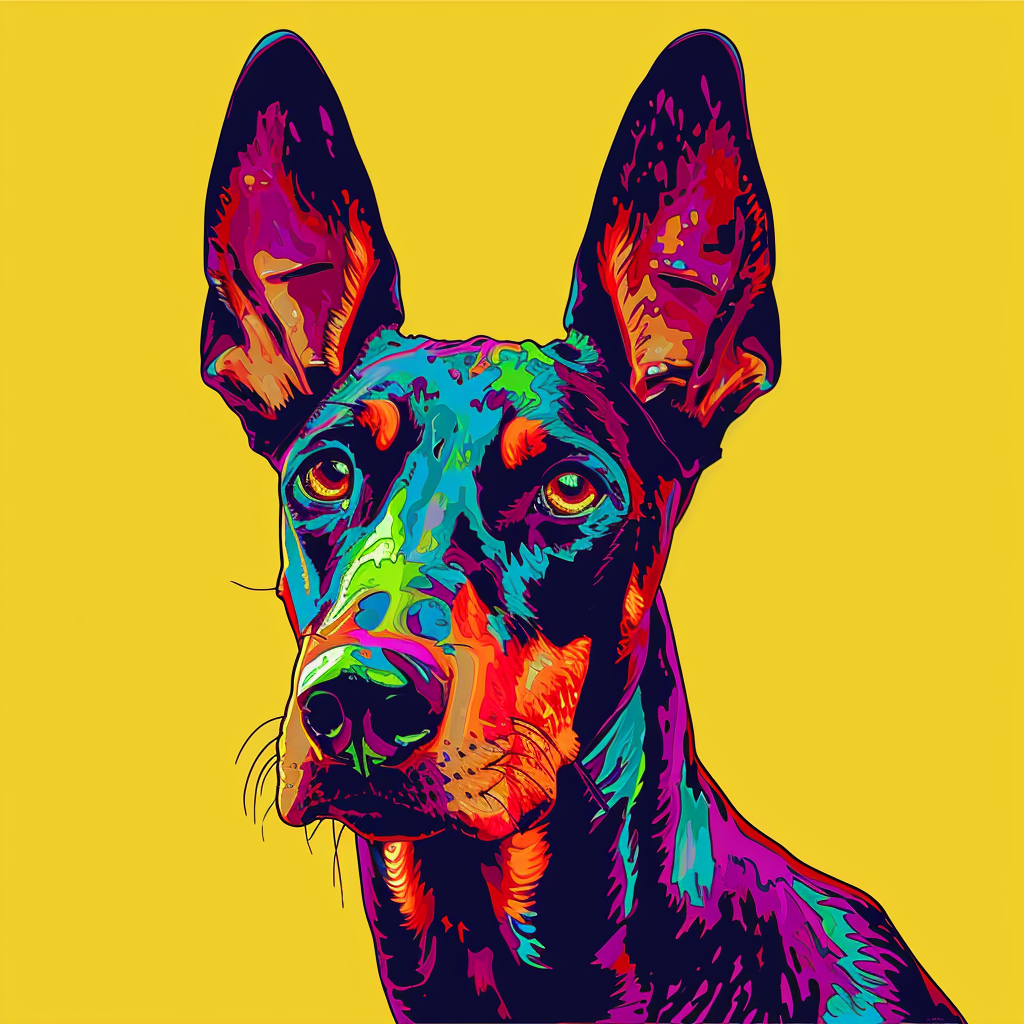 Doberman with Ears Up Pop Art