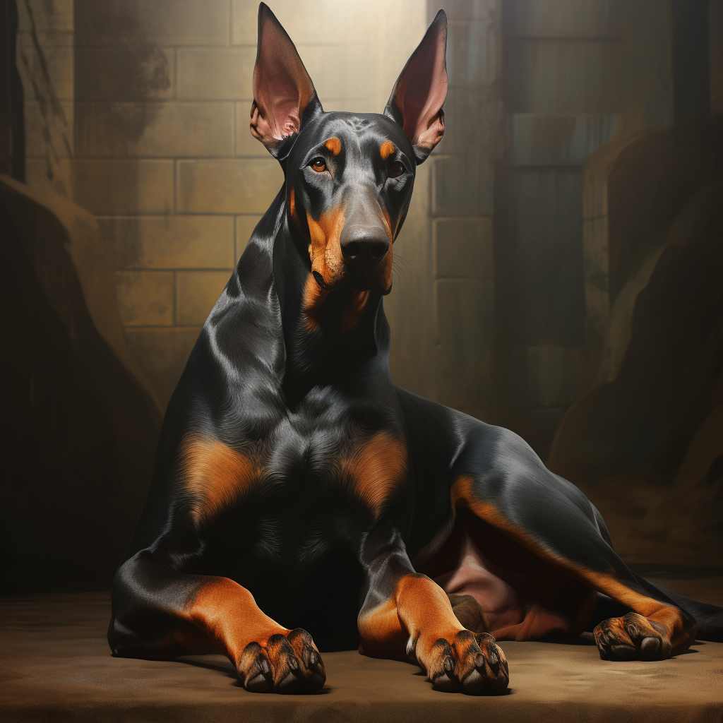 Doberman sitting facing right