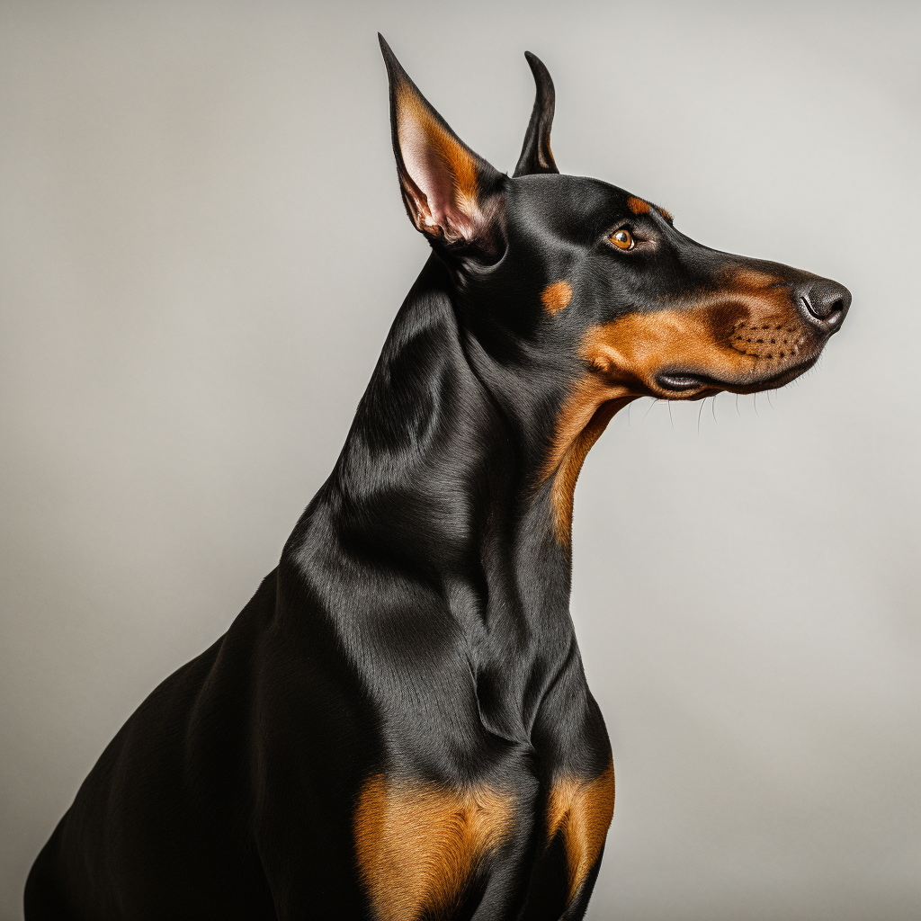 Doberman with Good Posture on Blank Background