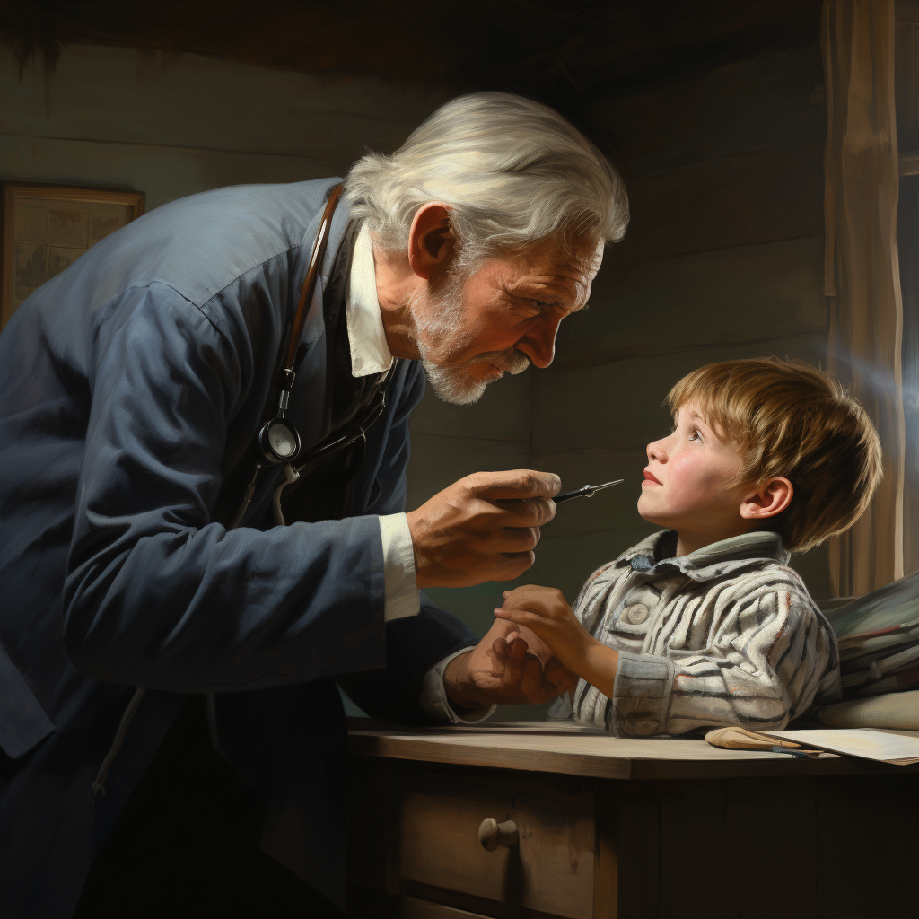 Doctor examining little patient