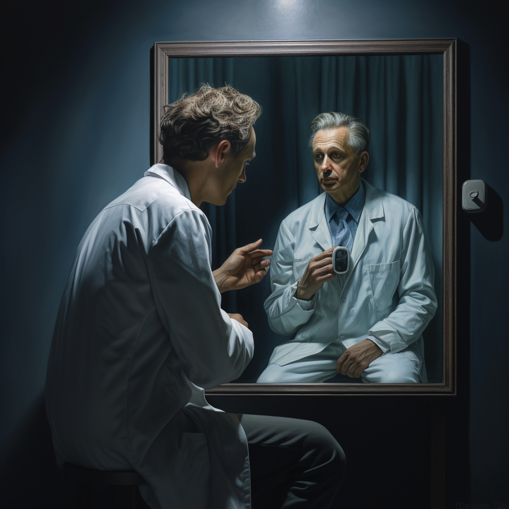 Doctor showing mirror to patient