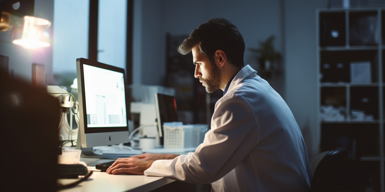 Doctor working on computer