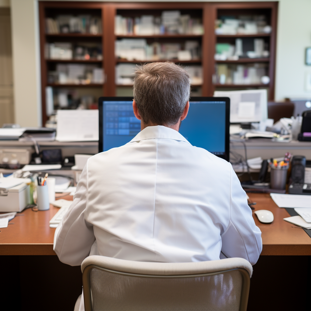 Doctor working at desk