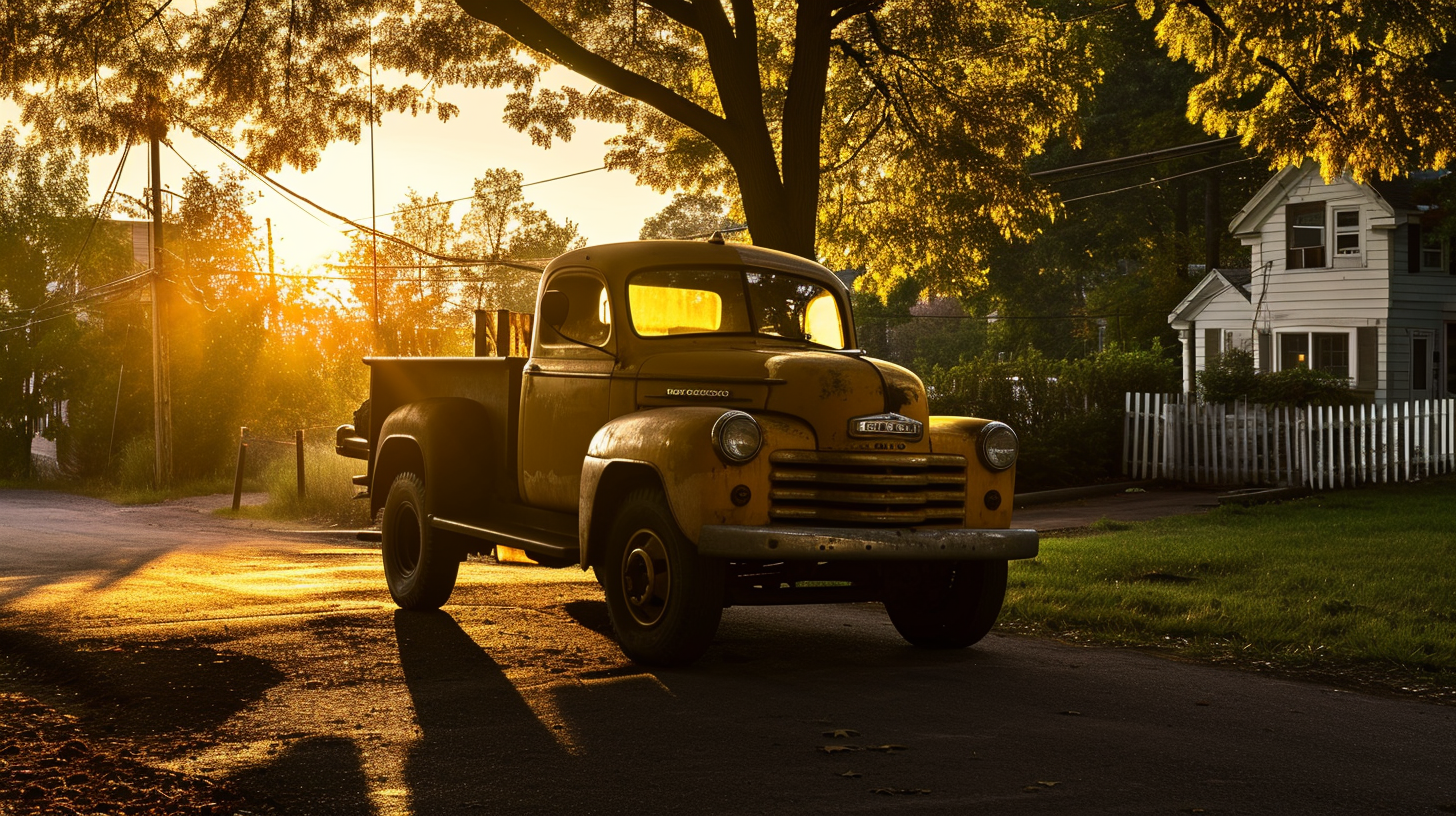 1951 Dodge Power Wagon Tow Truck in New York sunrise