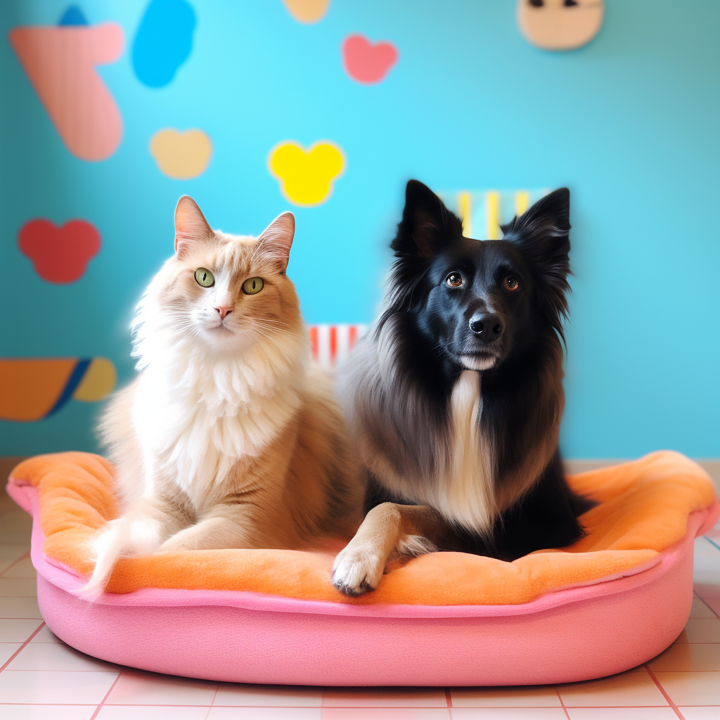 Cute dog and cat in daycare