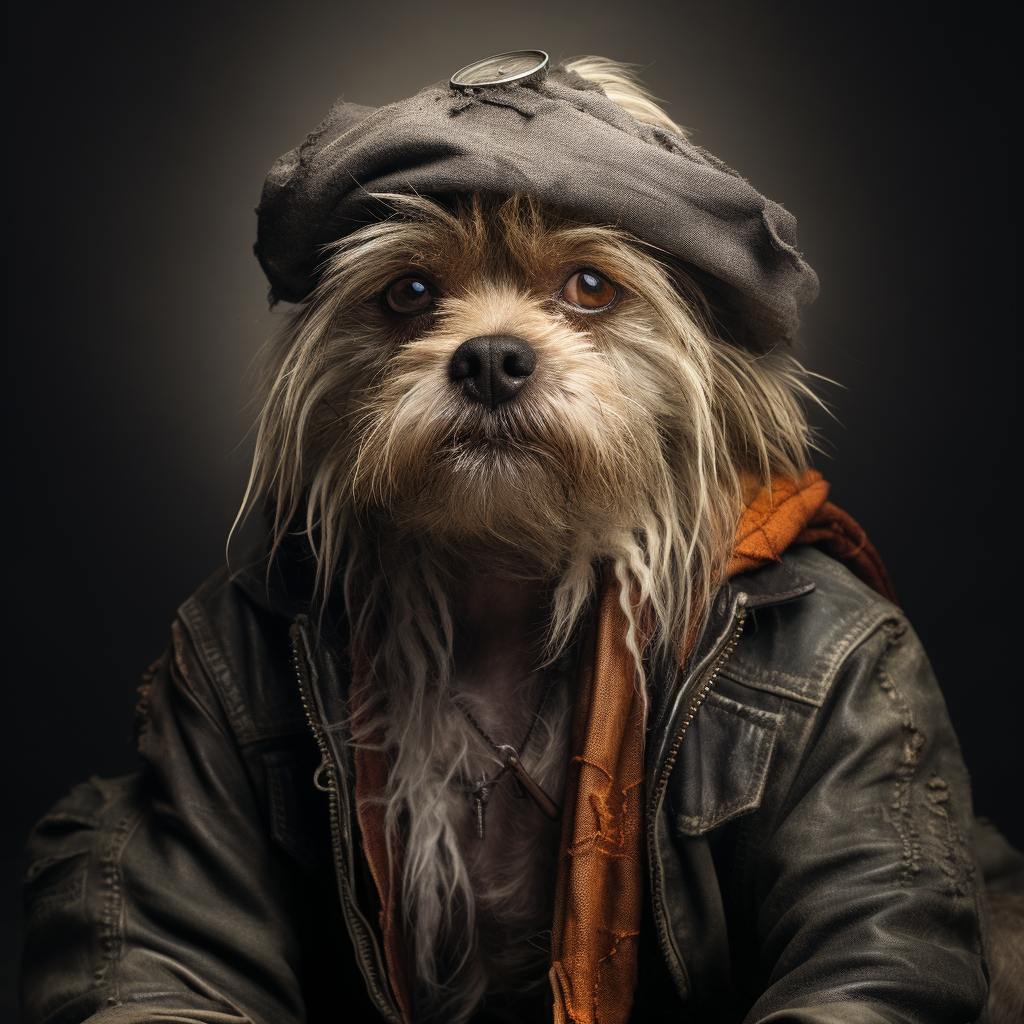 Cute dog dressed as a hobo