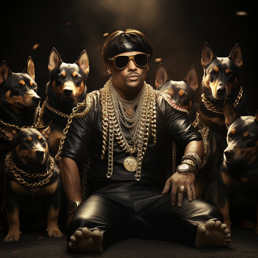 Dog with Elvis Presley Style and 3D Effect