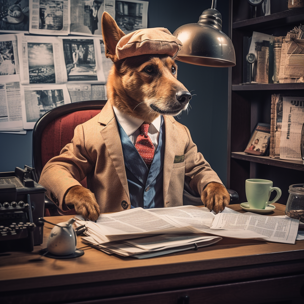 Dog Mascot Costume Adult at Vintage Desk