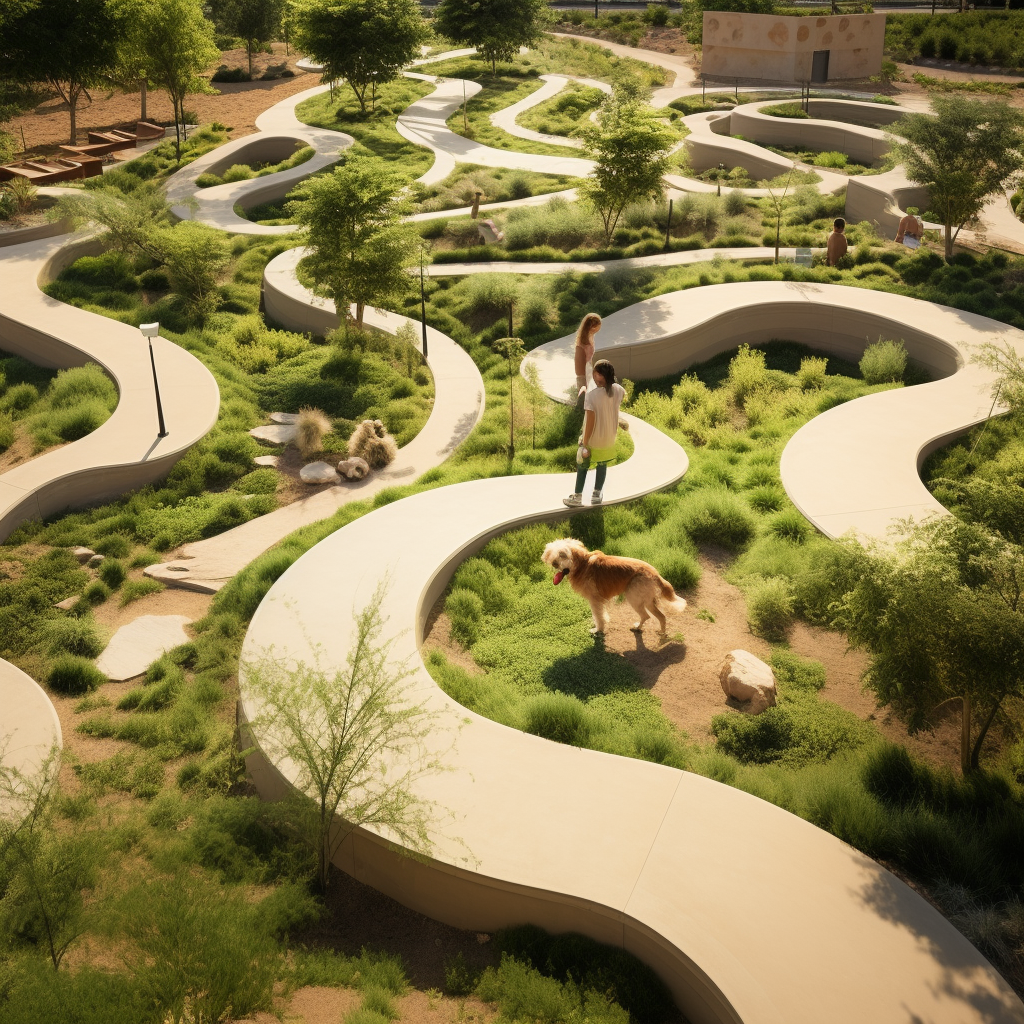 Healing dog park with green design