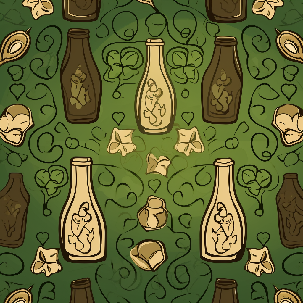 Dog Paws Hearts Wine Bottles Background