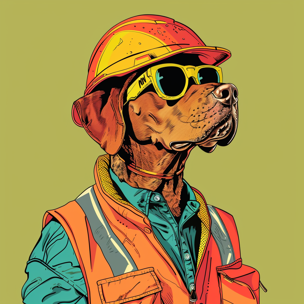 Dog in Sunglasses and Hardhat