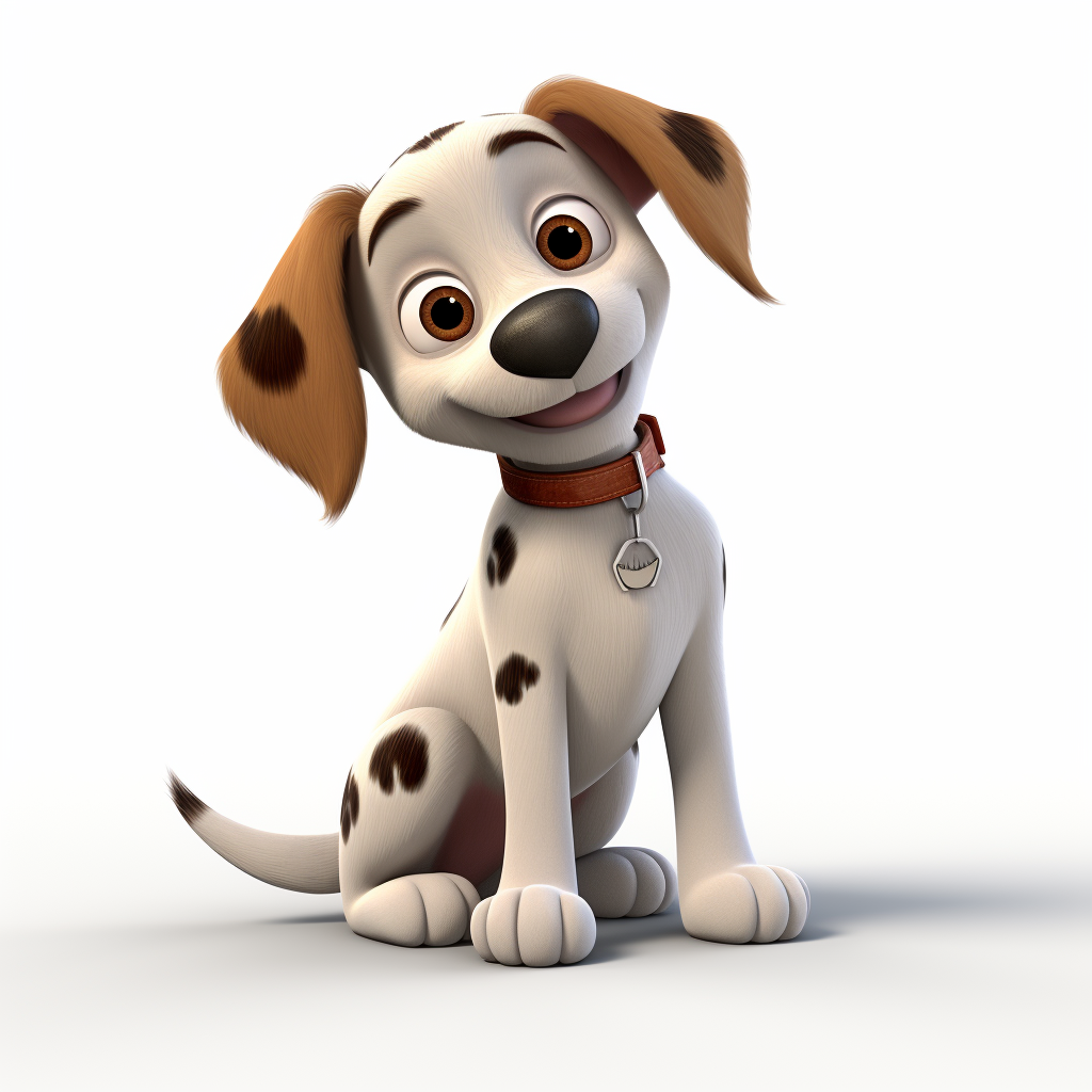 Adorable dog in Pixar-style animation