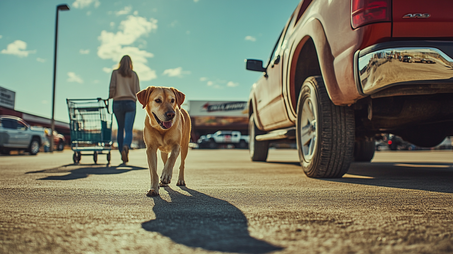 dog tractor store parking lot