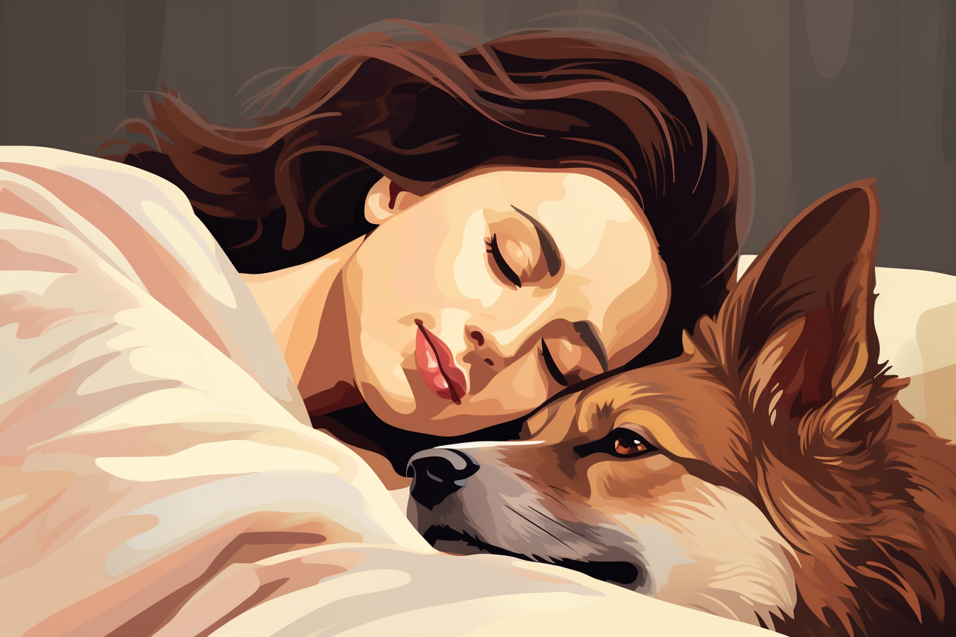 Dog and Woman Sleeping Together