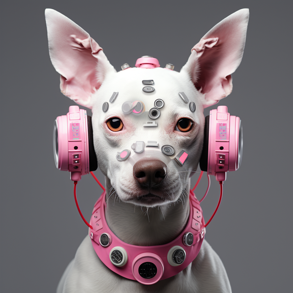 Dog avatar with customizable ear buttons