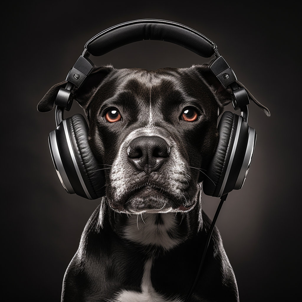 Cute dog wearing headphones