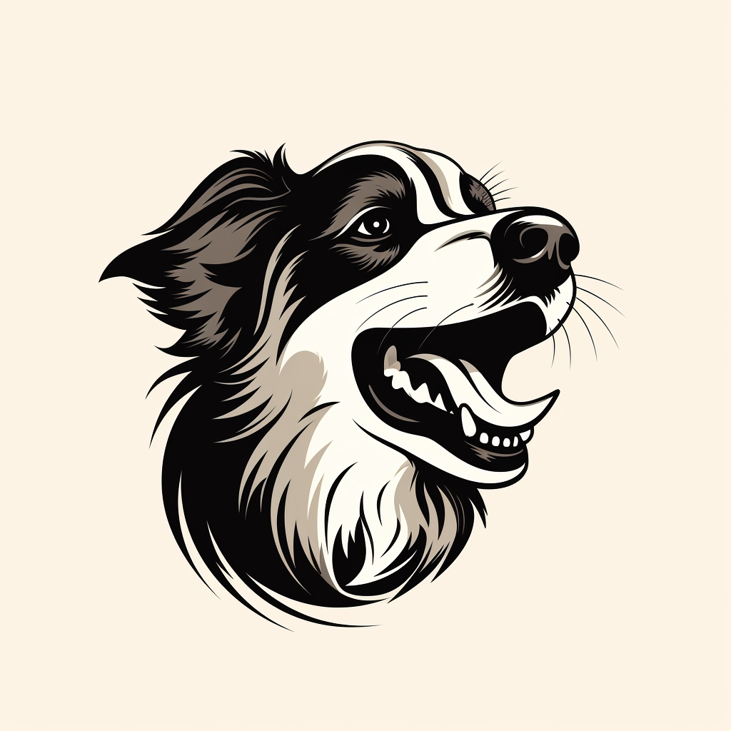 Dog logo looking up and barking