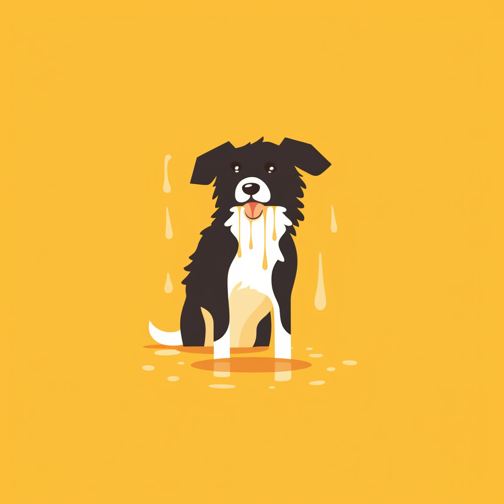 Illustration of a dog peeing playfully