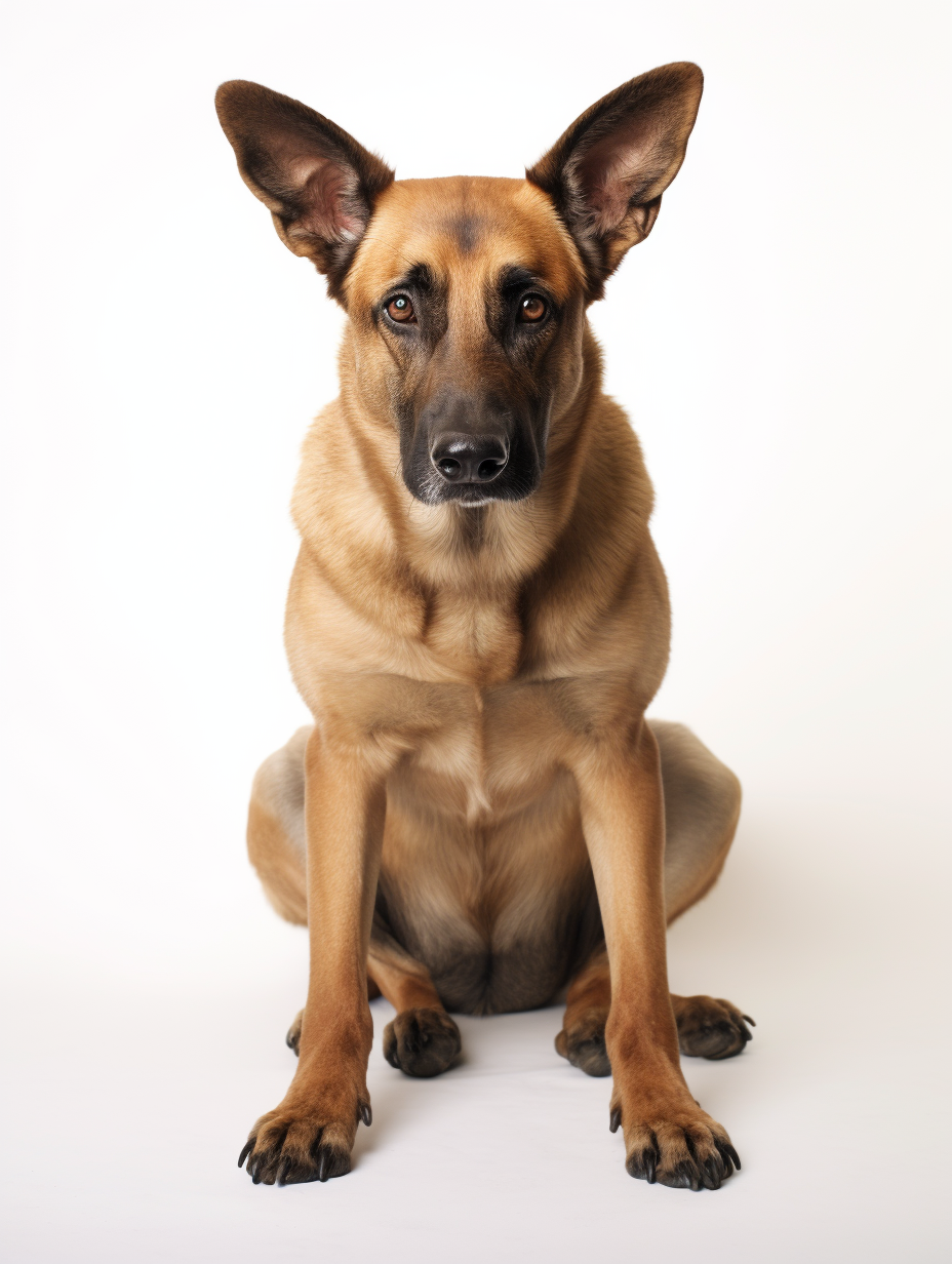 Large dog seated sideways