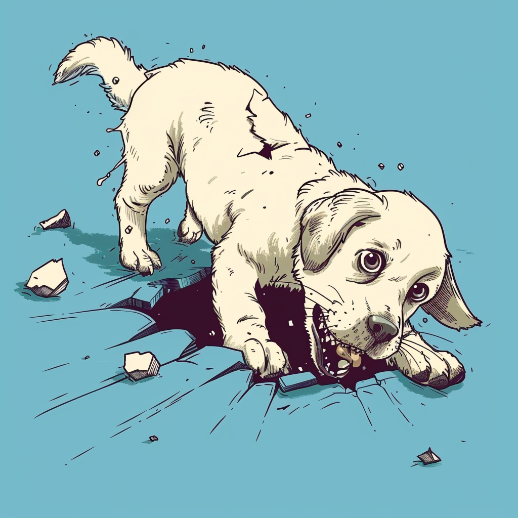 Dog breaking leg injury cartoon