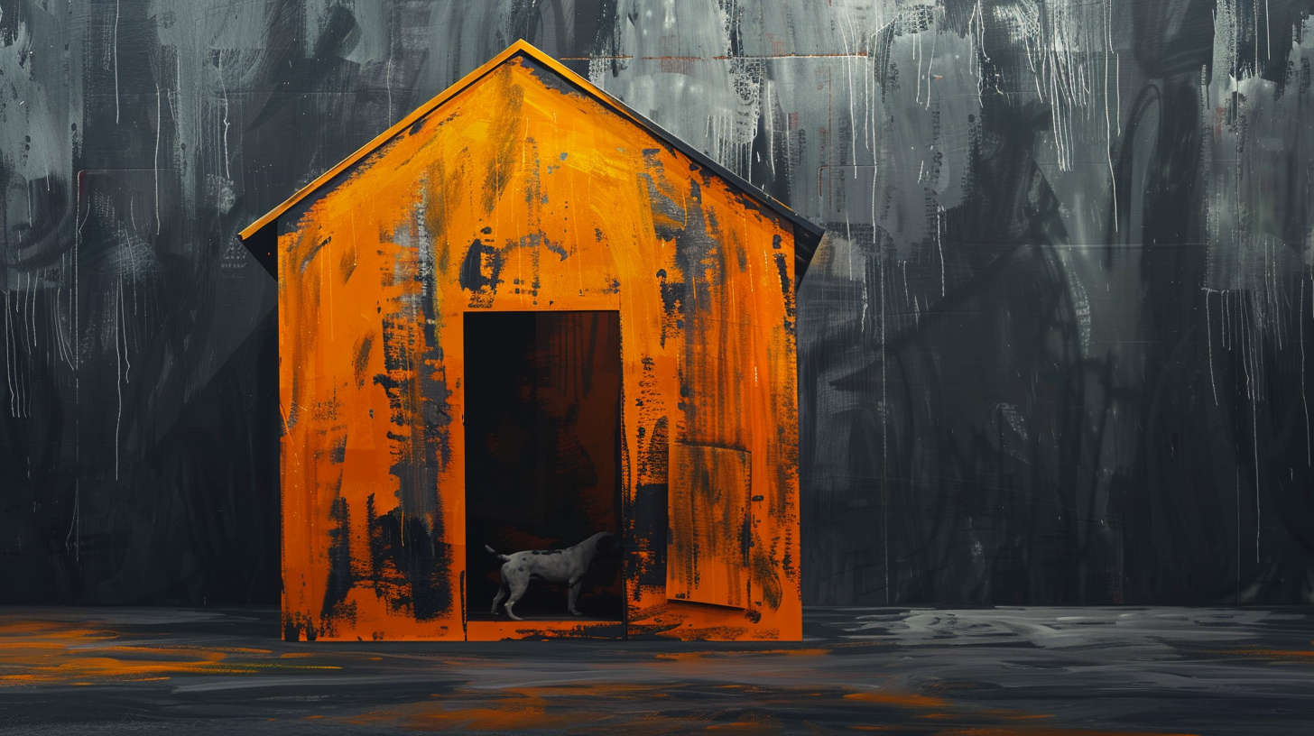 Doghouse Painting in Orange and Yellow